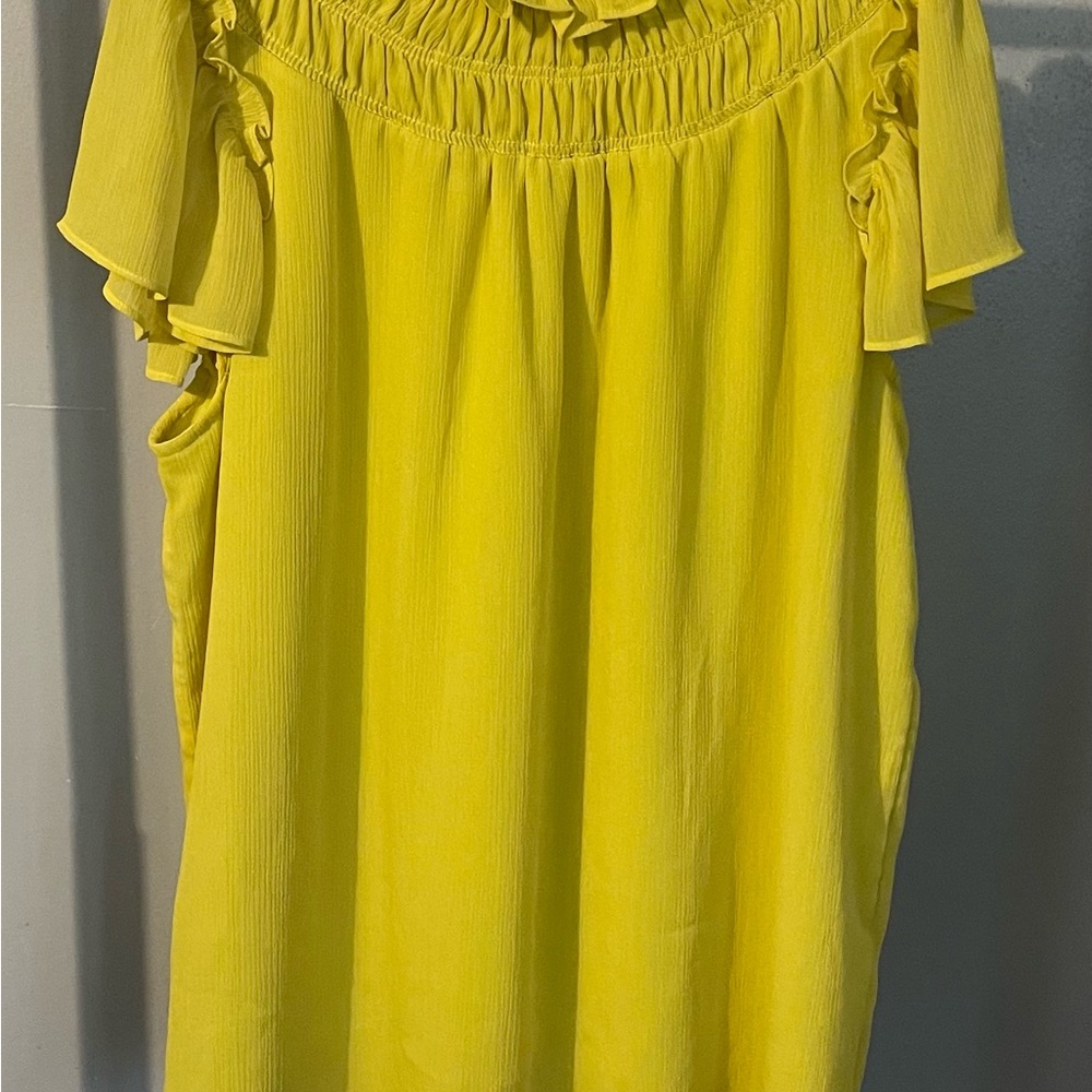 Yellow Ruffled Off-Shoulder Top - Picture 8 of 9